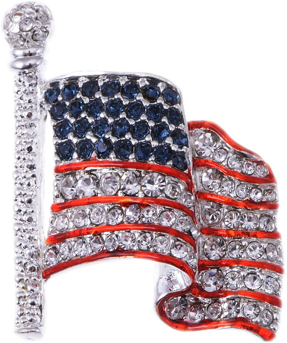 Crystal Rhinestone 4th of July American Flag Brooch –  official-republican-store